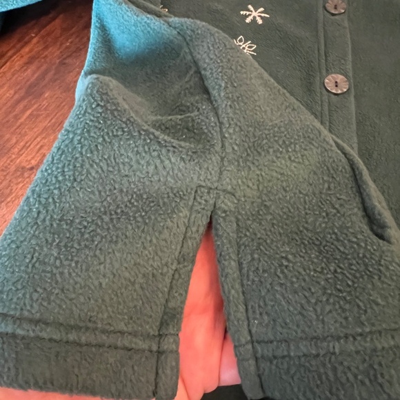 Bobbi Brooks Forest Green Snowman Christmas Fleece Cardigan, Size Large - Picture 4 of 11